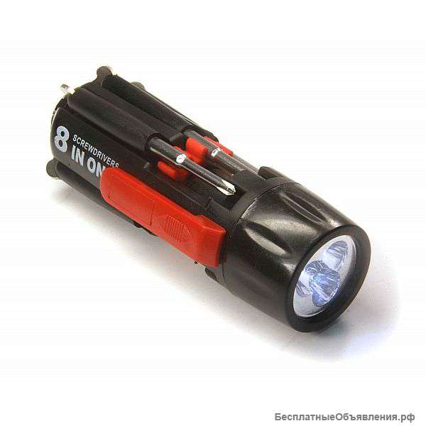 Фонарь с набором отверток 8в1
