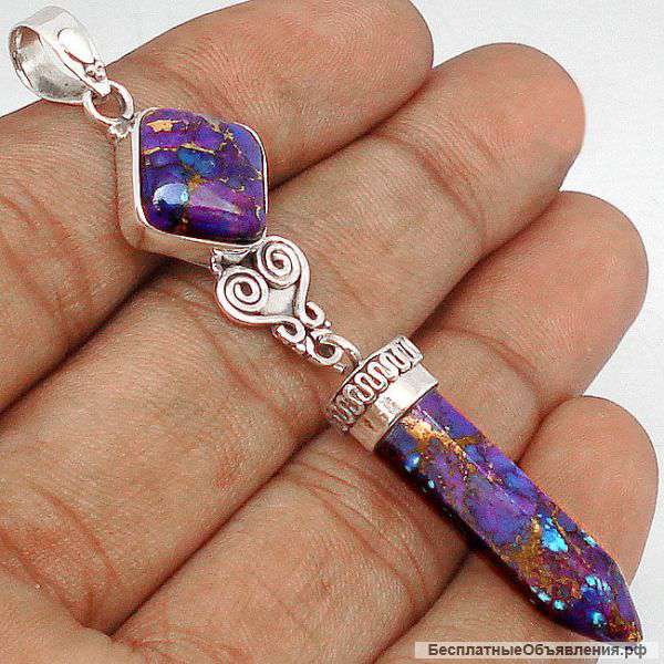 Подвеска, бирюза (природный), 925 серебро