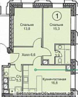 2-х ком.кв (64 м/кв) г. Москва. ул. Ходынская. д.2