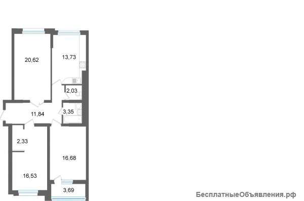3-к квартира в квартале Энтузиастов