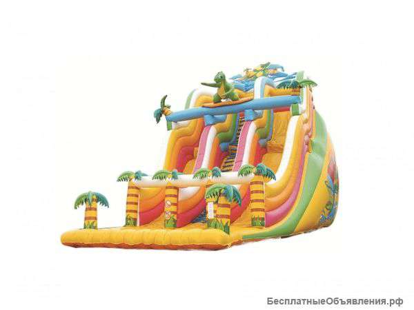Купить Надувная горка-батут "Дино 7". продажа аттракционов