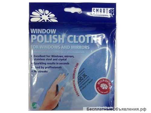 Салфетка для стекла традиционная, 40х50, Белый кот Смарт