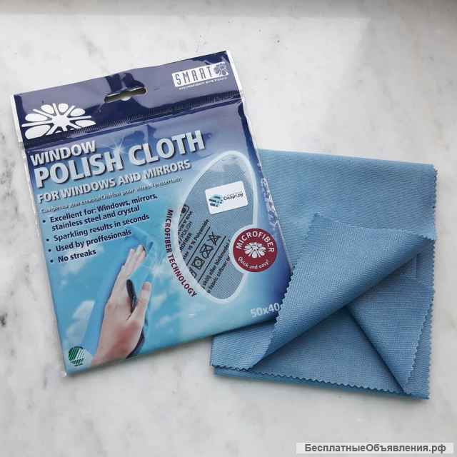 Салфетка для стекла традиционная, 40х50, Белый кот Смарт