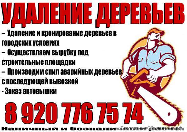 Удаление деревьев, кронирование, спил