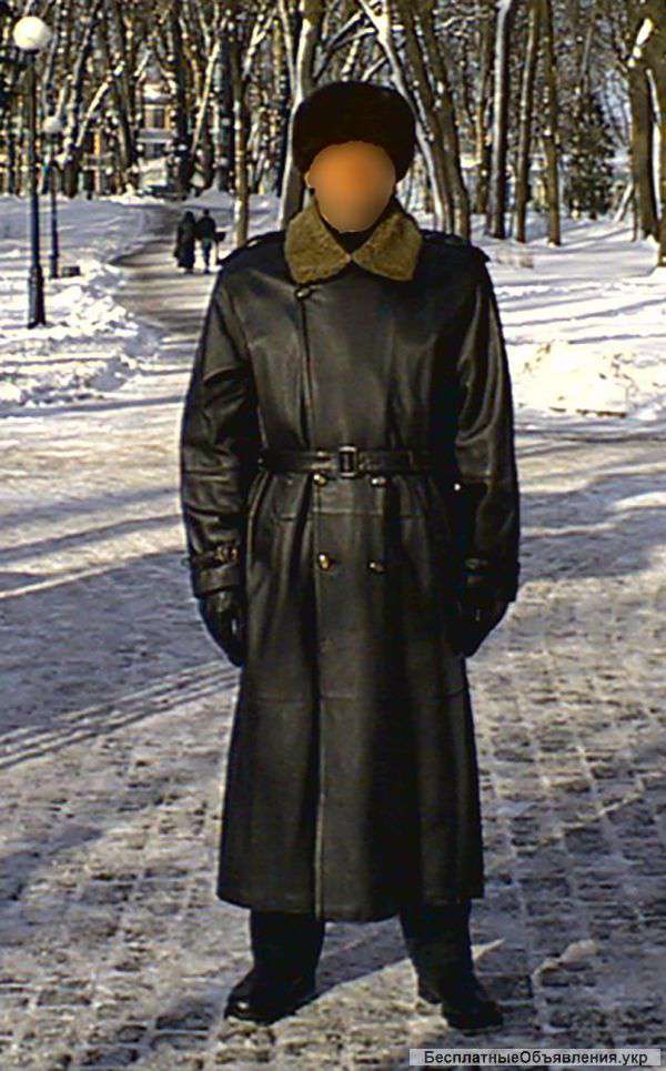 Пальто зимнее кожаное мужское