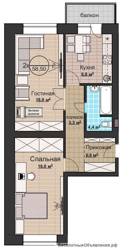 2-комнатная в новостройке
