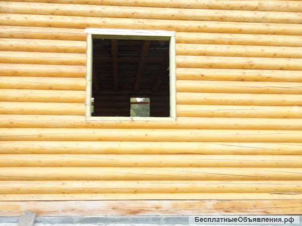 Подбивка паклей стен сруба. Ошкуривание бревен. Шлифовка сруба.