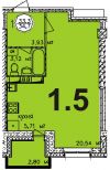 1 комн. кв.-студия, калинина 64, 34.7 м/кв, 10/17 эт, 1570 т.р.