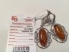 Серьги серебро 925, янтарь,82132005