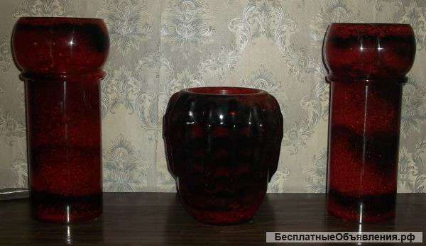 Вазы из двухслойного стекла. 5 шт