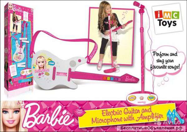 Новая гитара с микрофоном Barbie в коробке