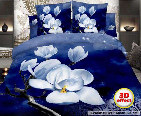 Постельное белье сатин 3D 2-х спальные с евро простыней и евро размеров