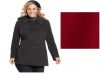 Style Co Womens Plus red pea coat removable hood solid lined size 18W NEW