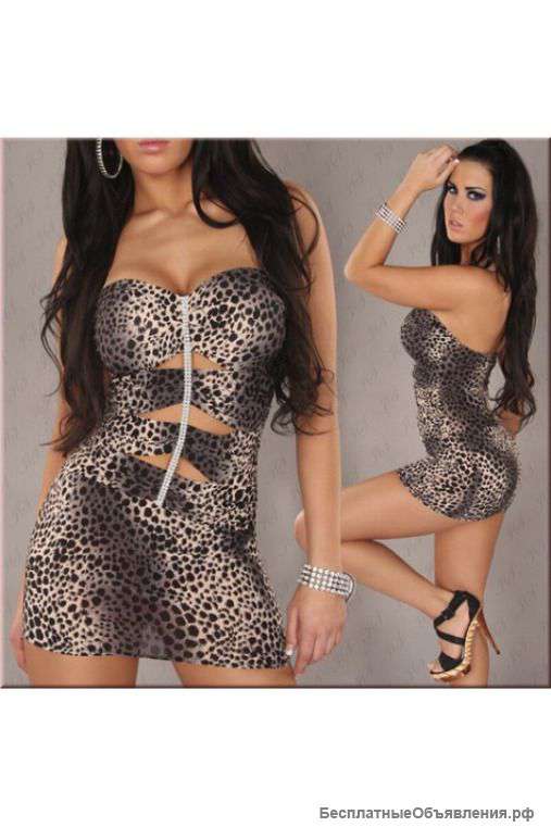 Супер сексуальное платье из эластичной ткани тигровой расцветки артикул - Артикул: A2206