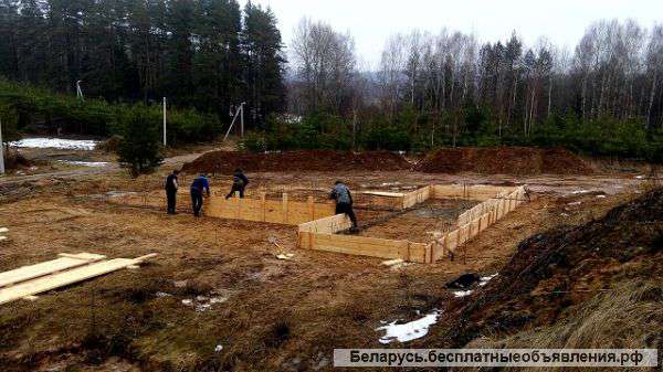 Заливка фундамента в Минске. Монолитный, свайный ленточный