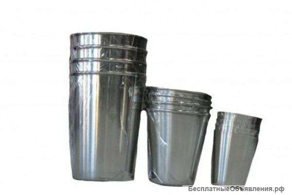 Набор из 4 стаканов металических маленкий в кожаном чехле