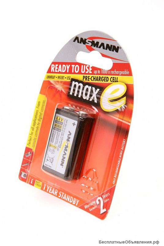 Крона аккумулятор 9V Ansmann NiMH 200 мАч