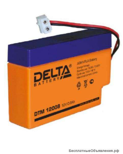 Аккумулятор 12 V 0.8 Ач Гелиевый Delta dtм12008