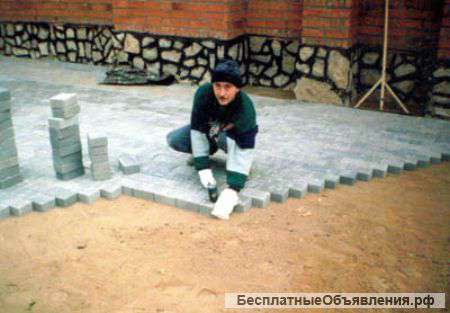 Укладка брусчатки, тротуарной плитки, бордюров.