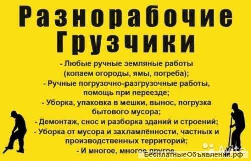 Разнорабочие (грузчики) РФ РБ