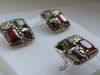 Серебряный комплект с гранатом и оливином