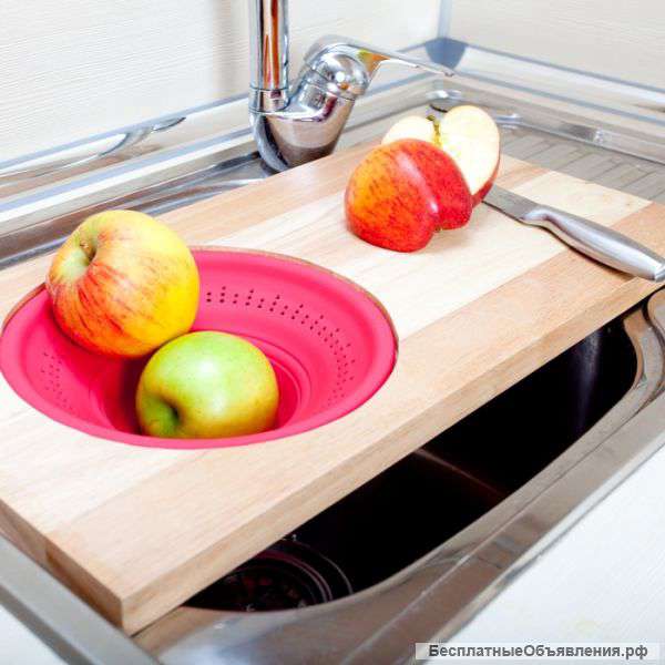 Разделочная доска с силиконовым дуршлагом Café du Joy