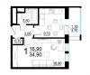 1-к квартира, 34.9 м², 7/22 эт.