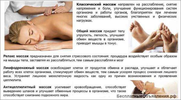 Услуги массажа