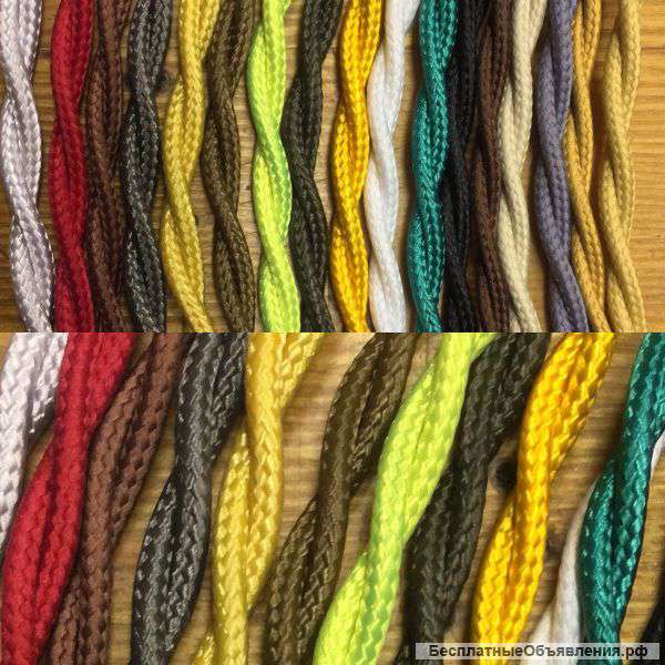 Провод в оплетке ретро под старину-витой,круглый,телевизионный,информационный,для освещения,бань