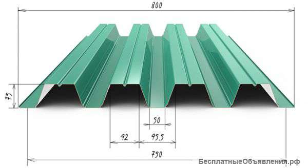 Профнастил H75 0.9мм 12м 31лист