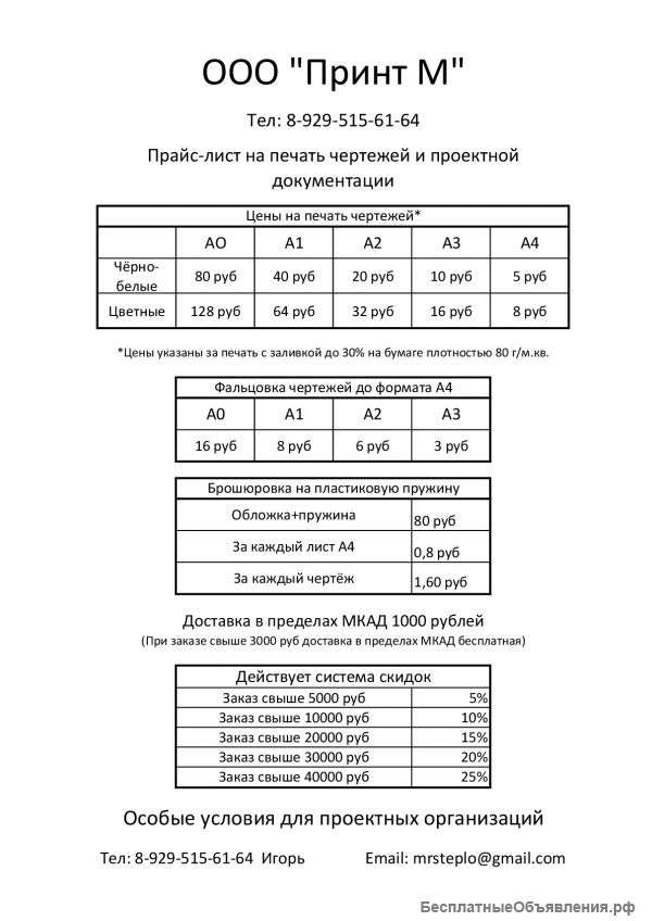 Профессиональная печать чертежей и проектной документации