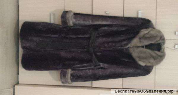 Шуба из овчины, воротник норка