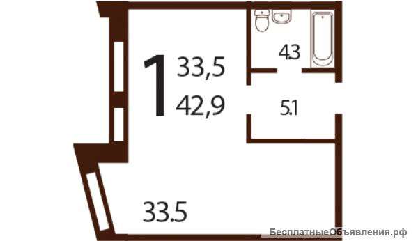 1-к квартира, 52 м², 4/7 эт. ул. Саморы Машела, д.5