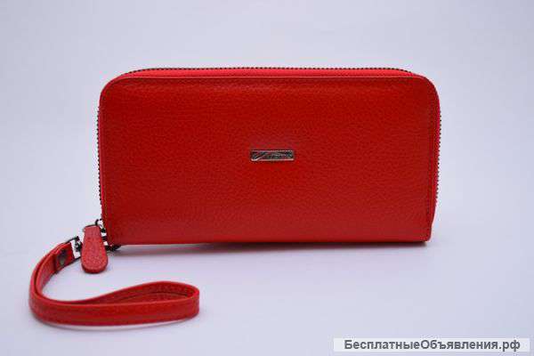 Кожаный кошелек-красный