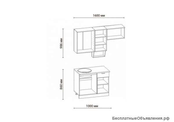 Кухонный гарнитур Венеция-1, ширина 1,6м
