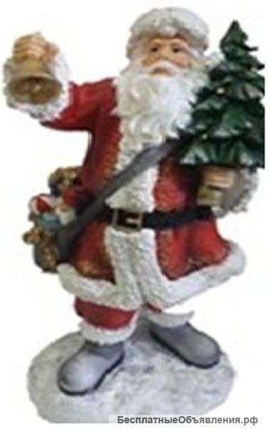 Дед мороз с колокольчиком с елкой в руках Н-50 см