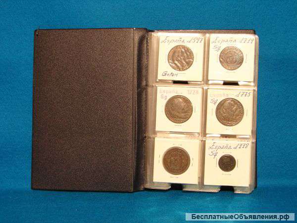 Коллекция испанских монет из серебра и меди