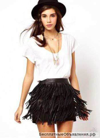Юбка с бахрамой asos кожа