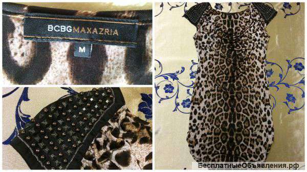 Леопардовое платье с погонами BCBGMAXAZRIA, р-р S-M