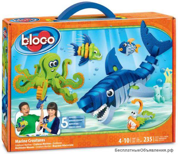 Конструктор Bloco «Морские животные» для детей с 4 лет. 235 деталей.