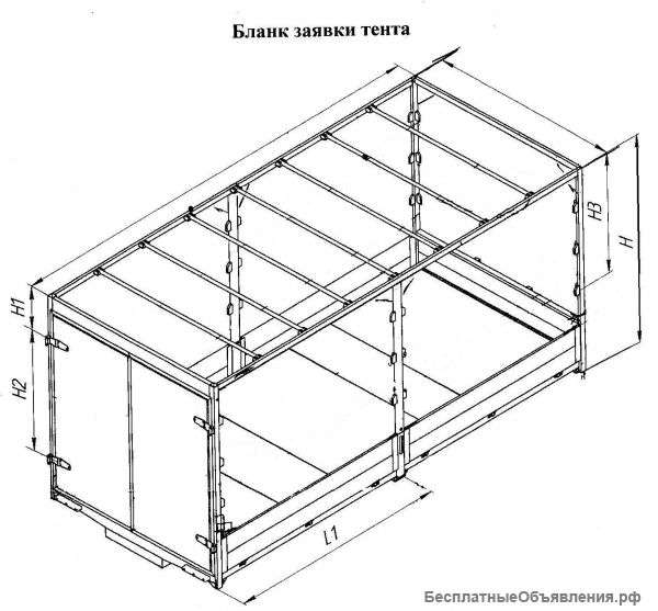Тент под ЕВРОБОРТ с воротами длина 3,17м по размерам заказчика