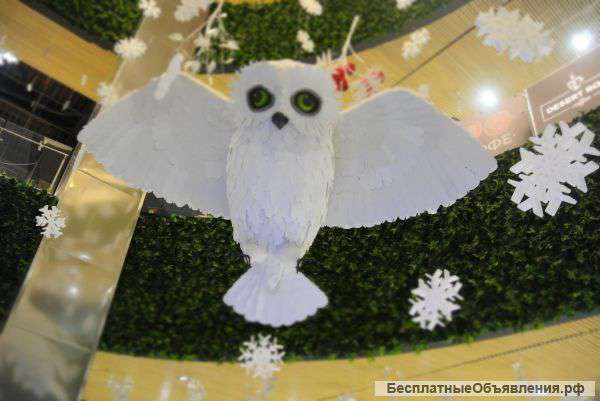 Сова ручной работы для оформления ТЦ, ресторанов