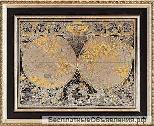 Гравюра на стали «Карта известного мира Жана Баптиста Нолина»