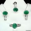 Комплект с натуральными изумрудами и фианитами