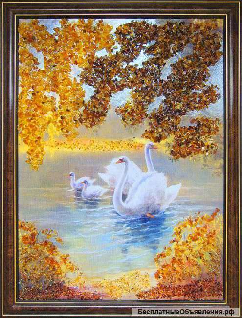 Картина, украшенная янтарем