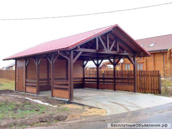 Навесы из дерева и поликарбоната
