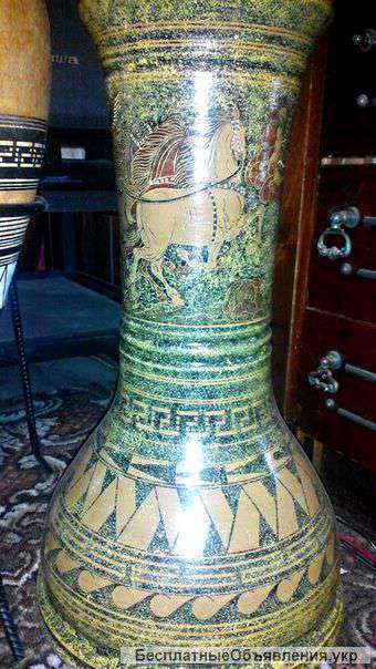 Ваза напольная большая разборная из трех частей 145 см. Ручная роспись.