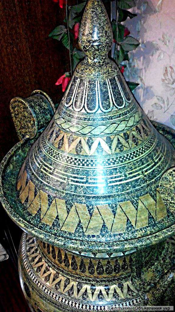 Ваза напольная 114 см. Эксклюзивная ручная роспись под старину. Гравировка.