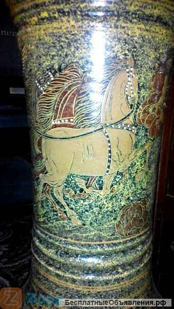 Напольная ваза разборная из трех частей 144 см. Ручная роспись, гравировка.