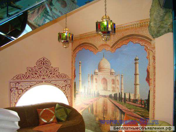 Трафаретная роспись стен и роспись потолков